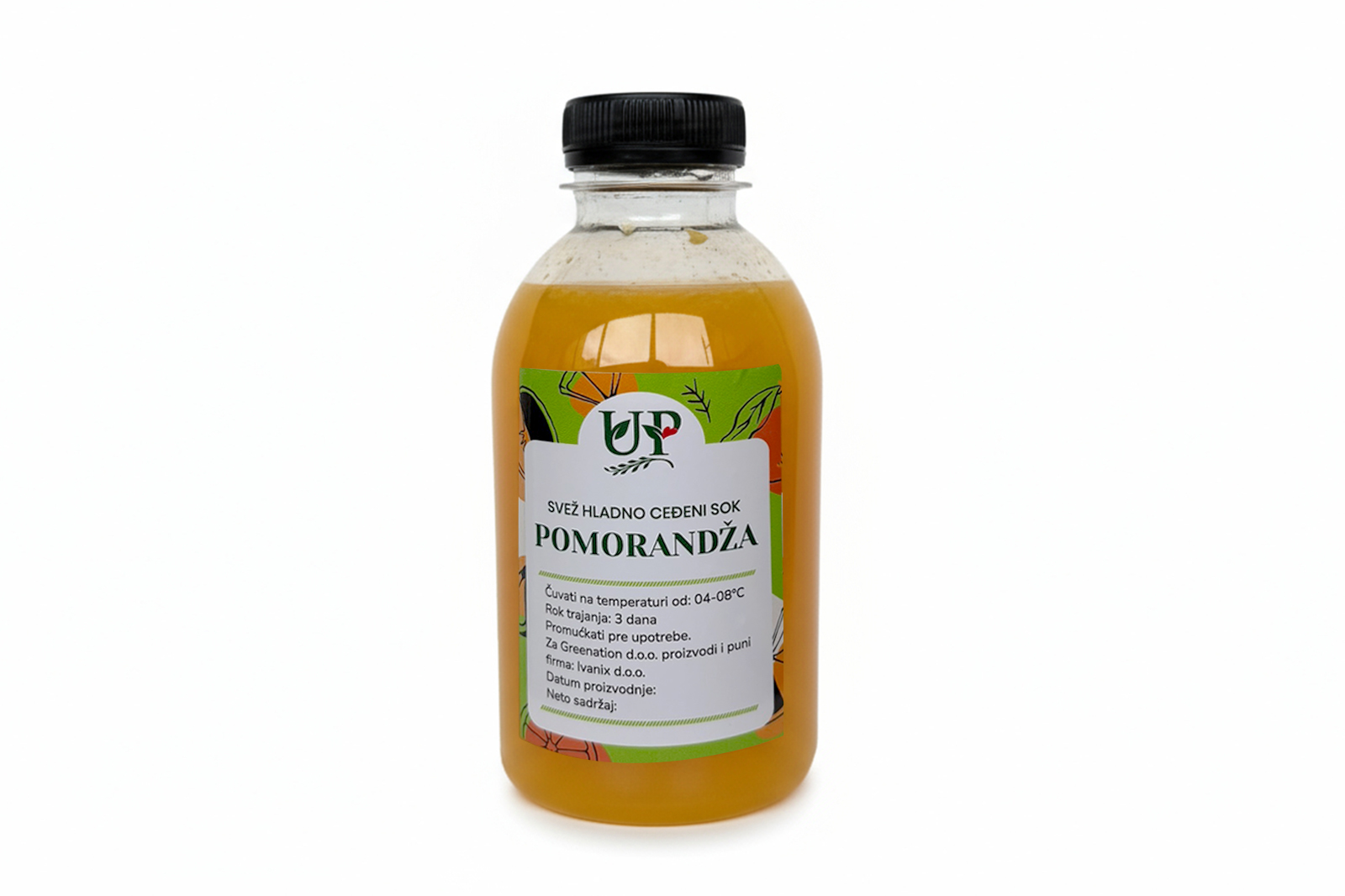 Sveži hladno ceđeni sok od pomorandže 0.5l