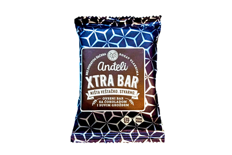 Anđeli xtra bar sa čokoladom i suvim grožđem 60 gr