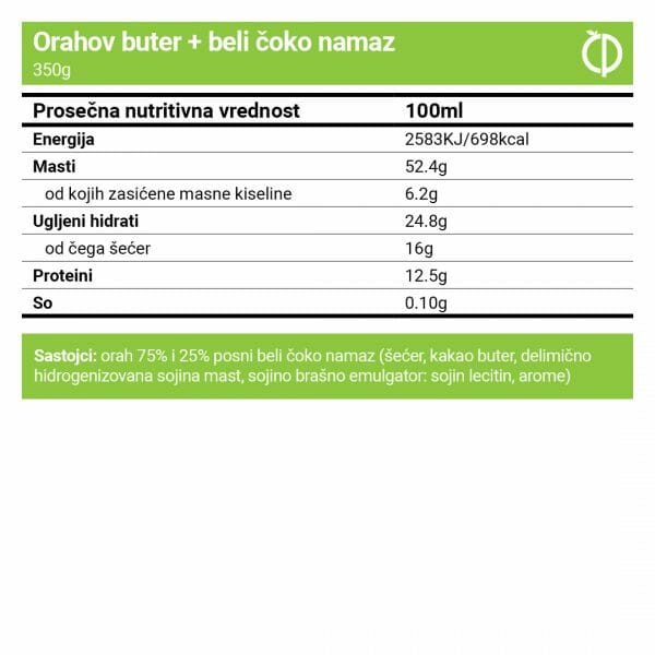 Orah beli čoko namaz 350gr - Slika 2