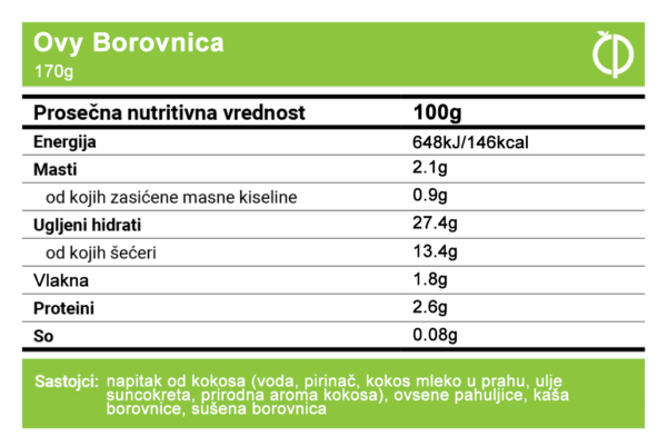 OVY Borovnica – Ovsena kaša sa borovnicama 170g - Slika 2